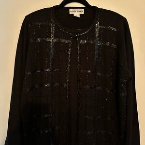Alfred Dunner Black Sequin Sweater